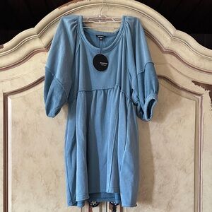 NWT mittoshop Sweatshirt Mini Dress/Tunic Raw Hem Details size Small